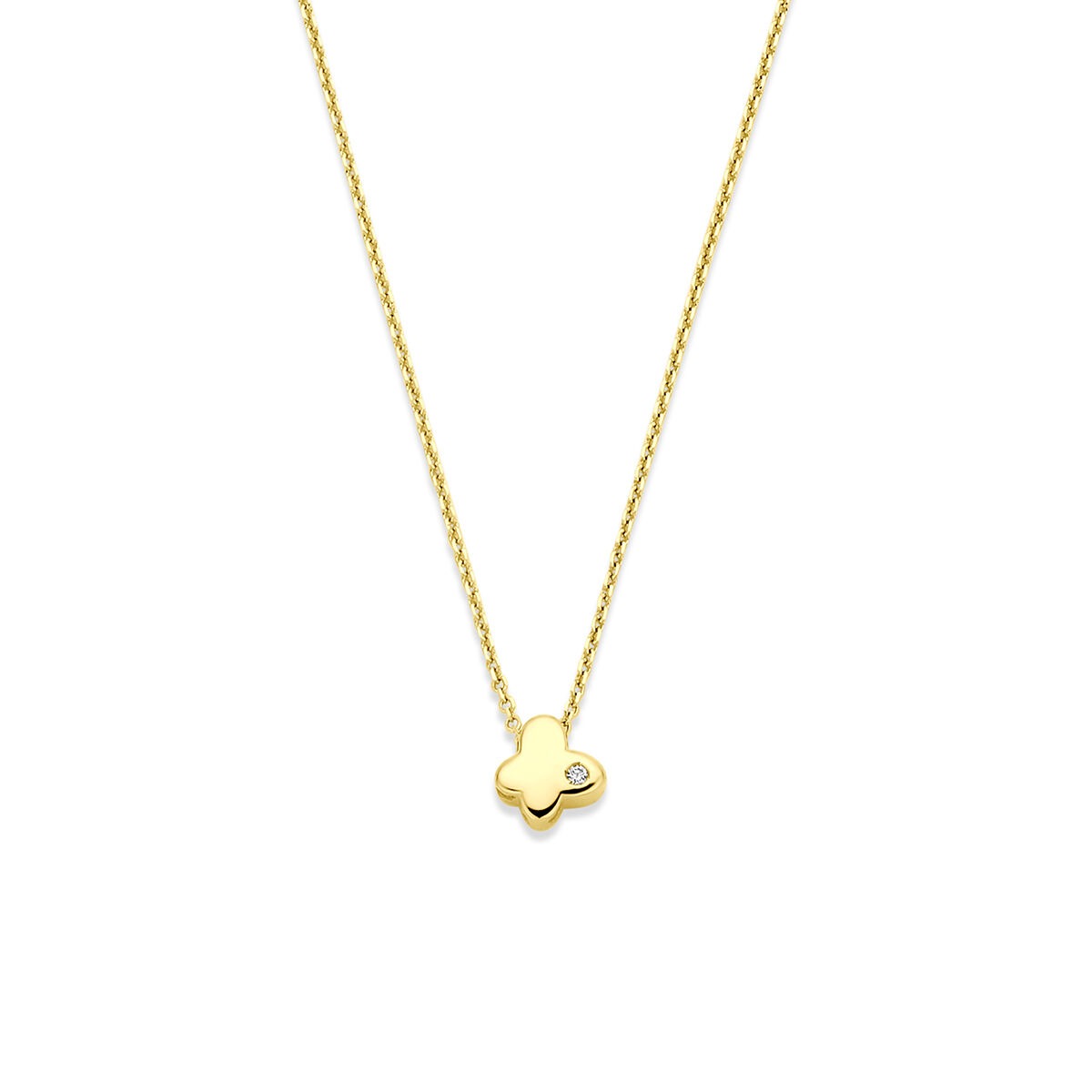 14k Gelbgoldkette mit Schmetterling und lab-grown Diamant