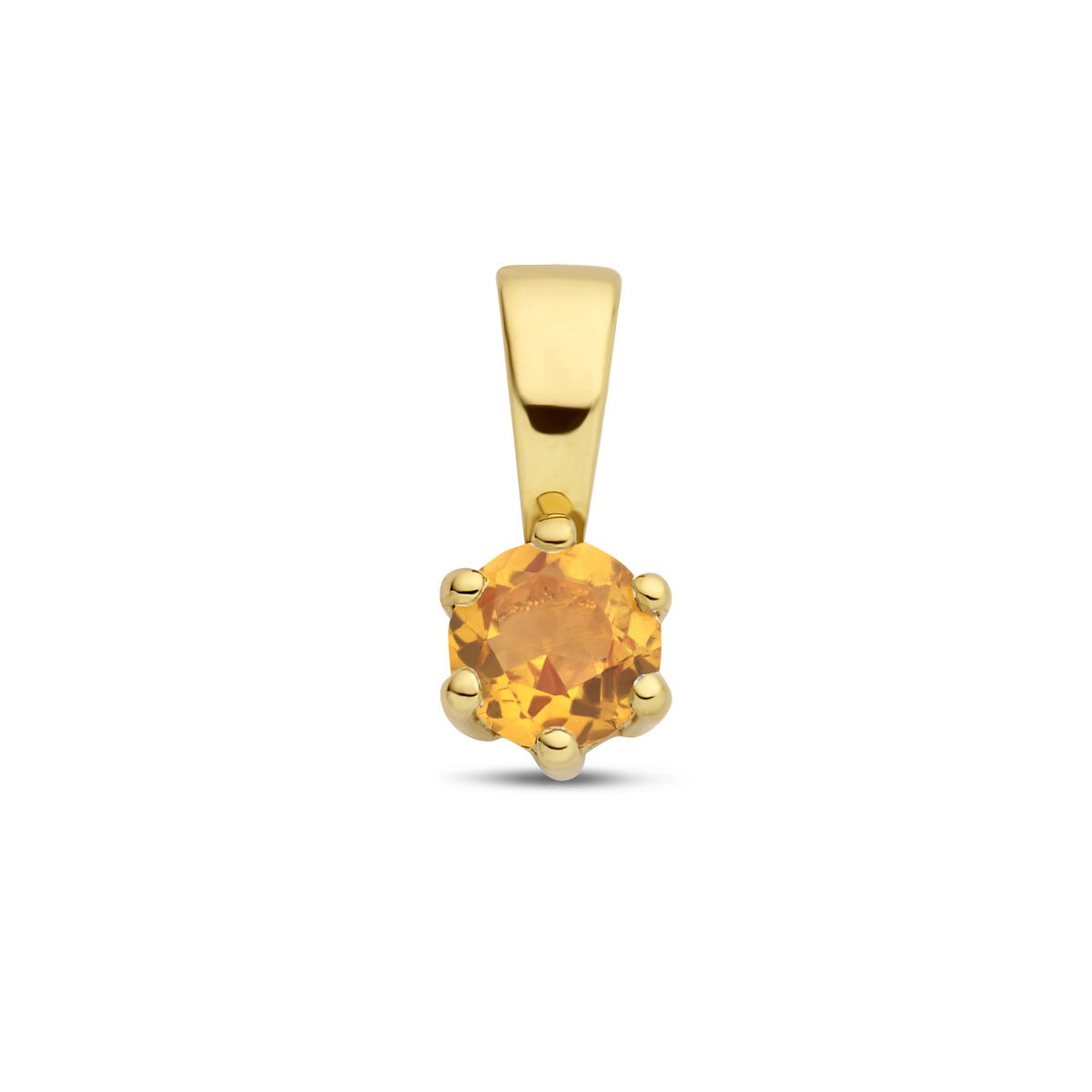 Hänger aus 14k Gelbgold mit rundem, orangefarbenem Citrin in Krappenfassung