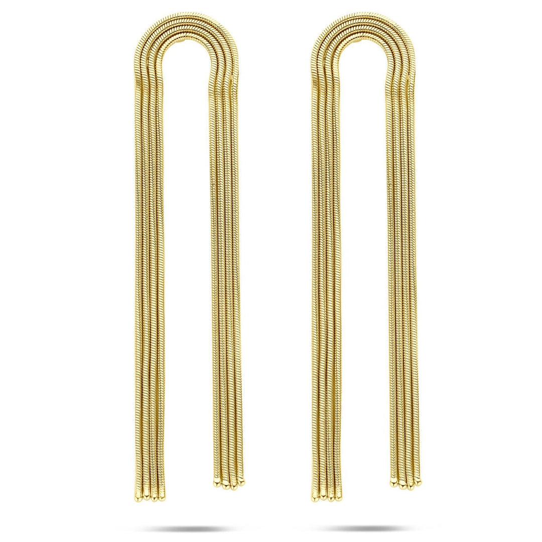 Vergulde zilveren dames oorhangers – schakelmotief  91 mm 1 micron