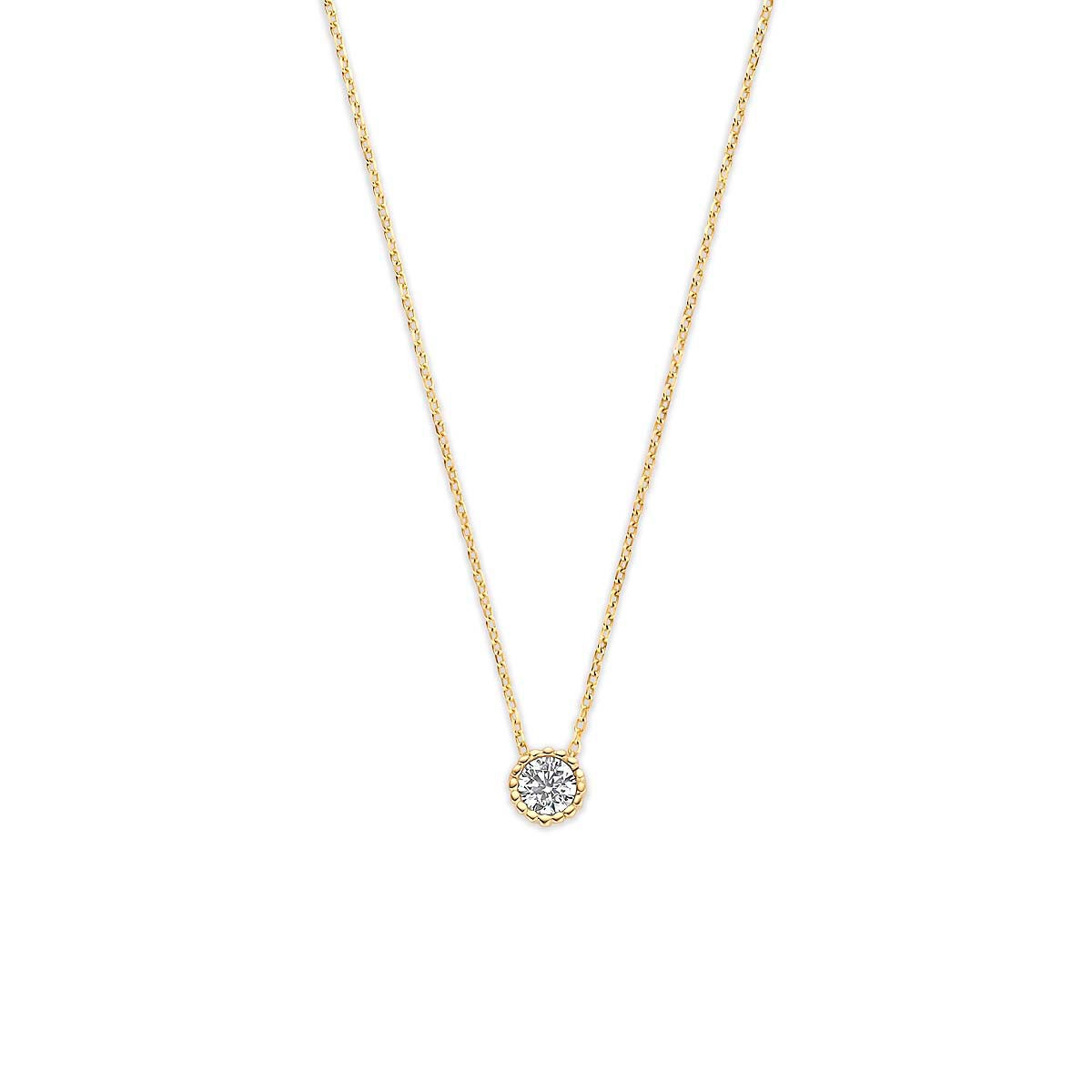 Collier aus 9k Gelbgold mit rundem Anhänger und Zirkonia-Steinen