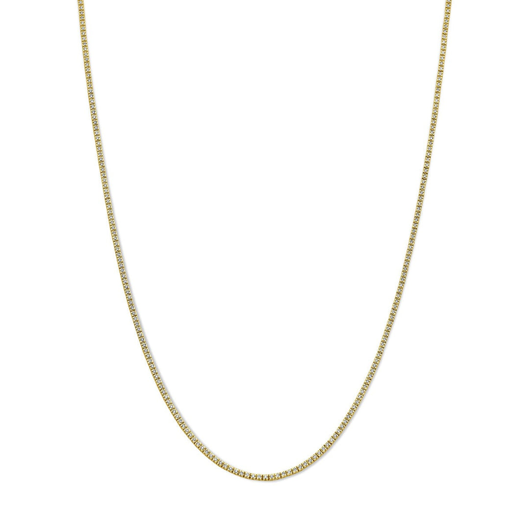 Tennishalskette Diamant 2,00 ct H SI 1,9 mm 42 cm 14 K Gelbgold