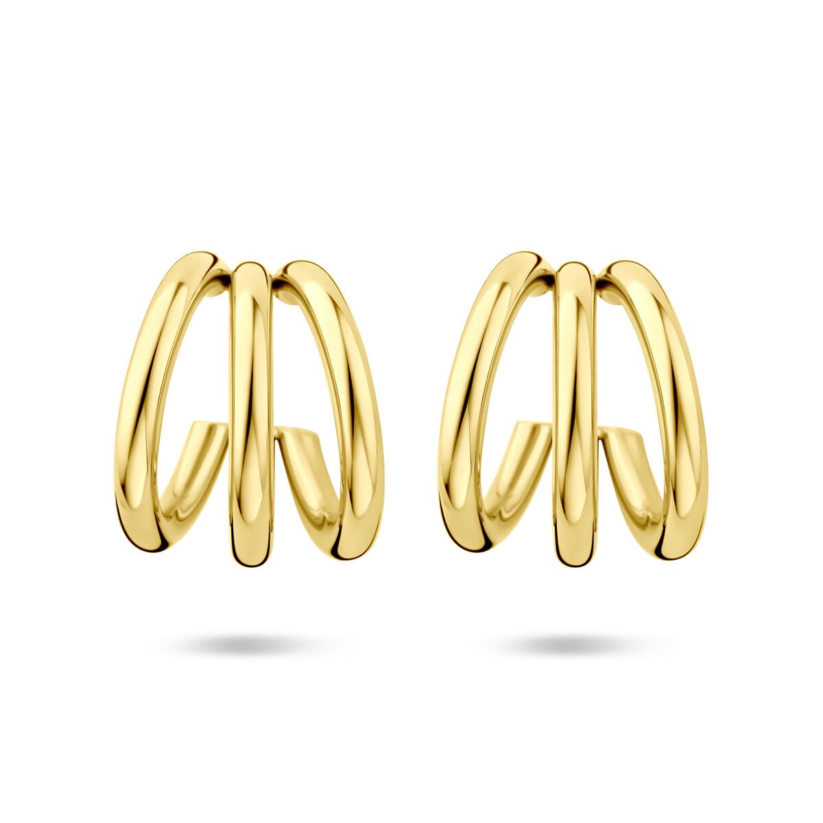 Goldfarbene Stahlsteckerohrringe mit Ion Plating, 21x18mm, in geschwungener Form