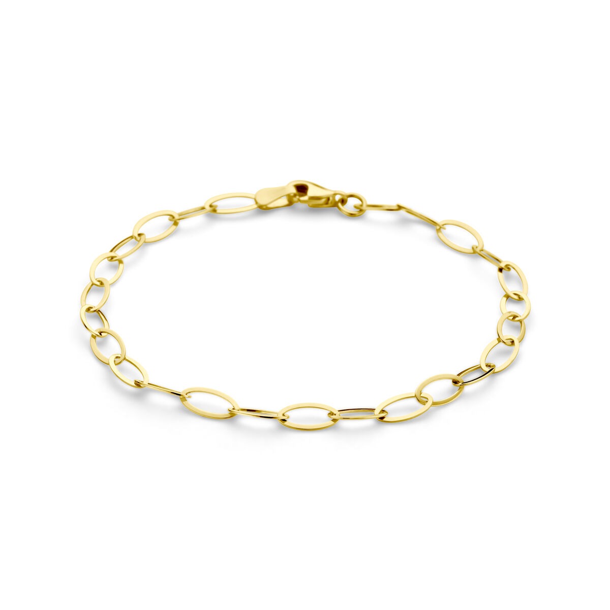 9k gelbgoldene Ankerarmband mit Karabinerverschluss und ovalen Gliedern