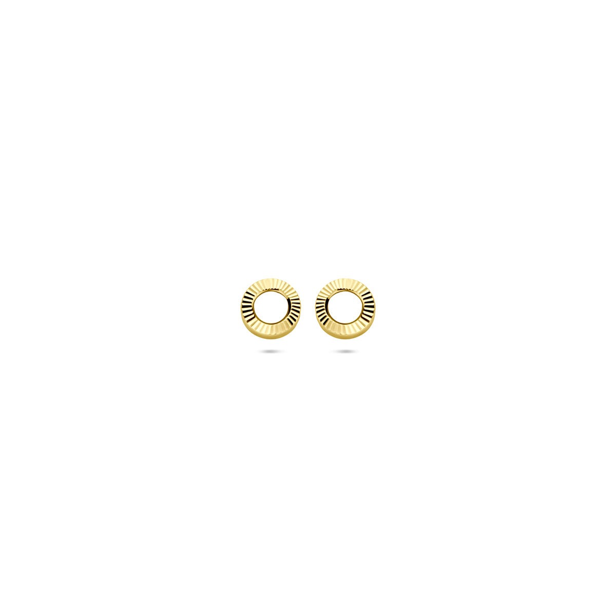 Runde Ohrstecker aus 14k Gelbgold mit einem Durchmesser von 4,5 mm und strukturiertem Design