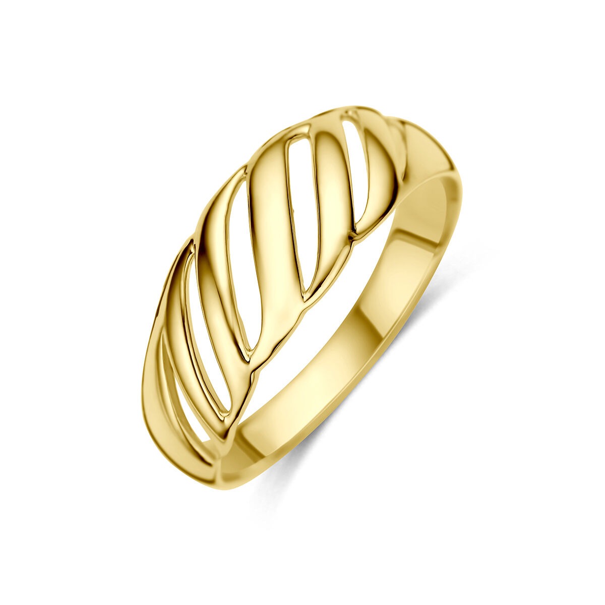 Ring aus 9 Karat Gelbgold mit geschwungenem, blattähnlichem Design
