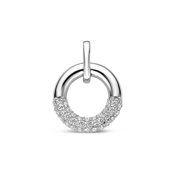Rhodinierter runder Anhänger aus 925er Silber mit Zirkonia