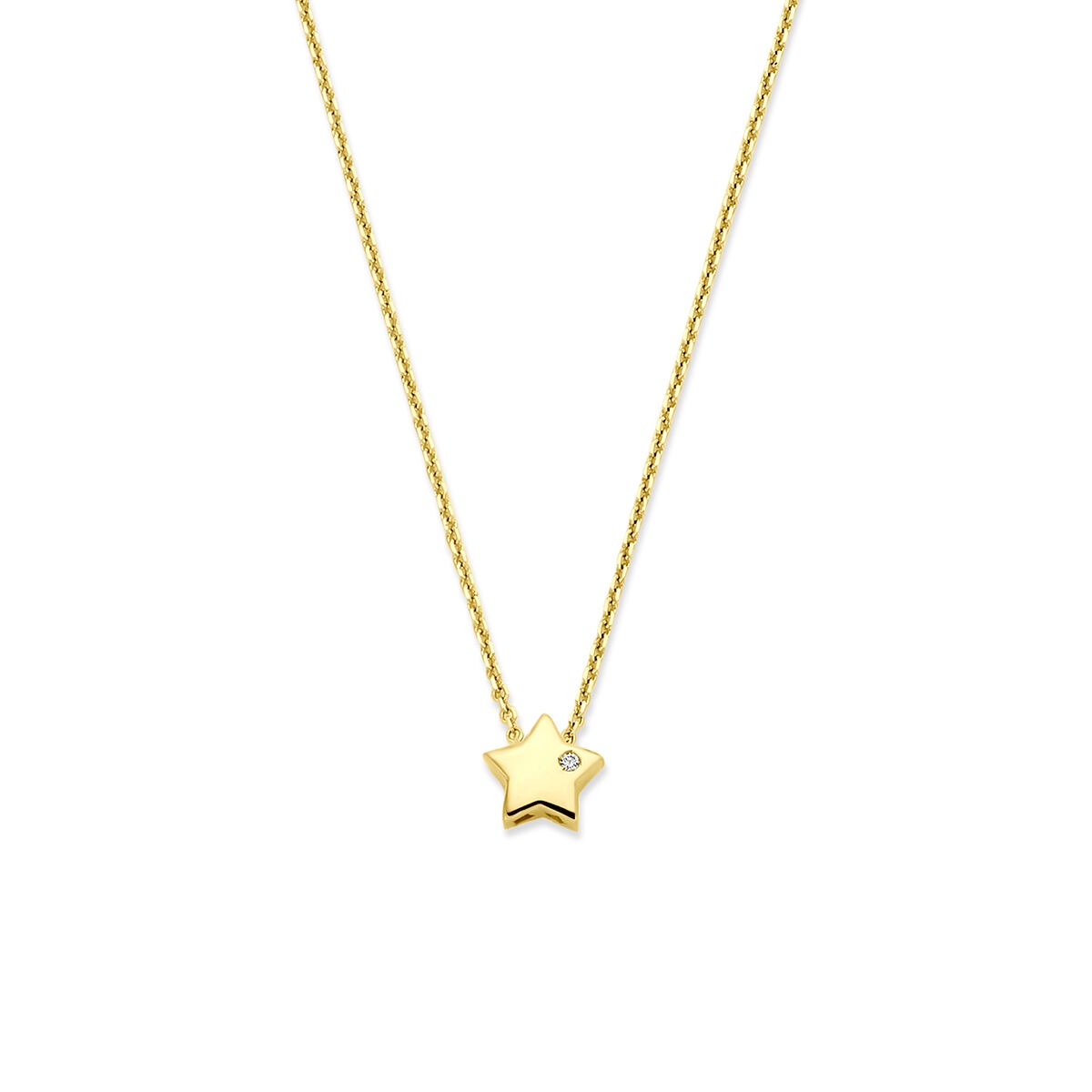 14k gelbgoldene Kette mit sternförmigem Anhänger und lab-grown Diamant