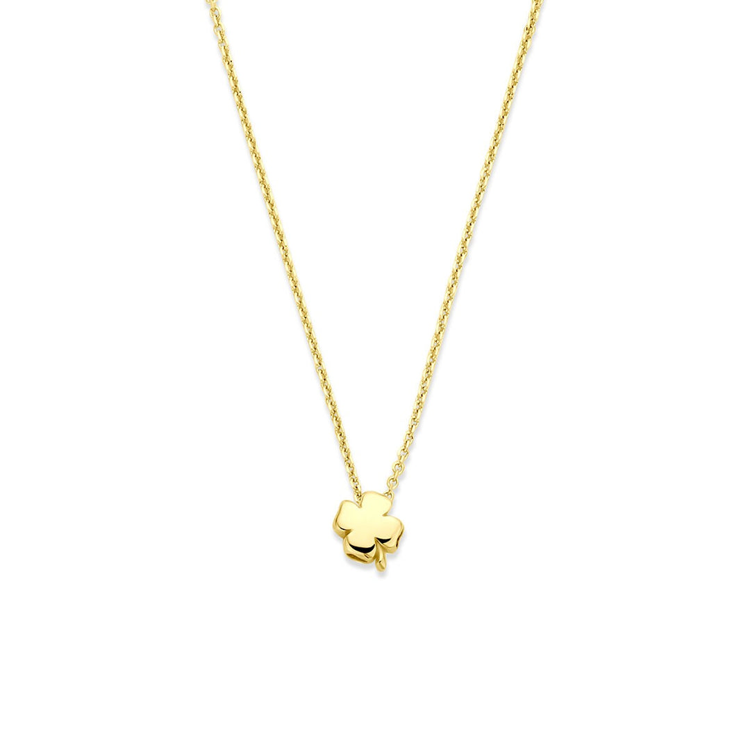 14k Geelgouden ketting met klaver
