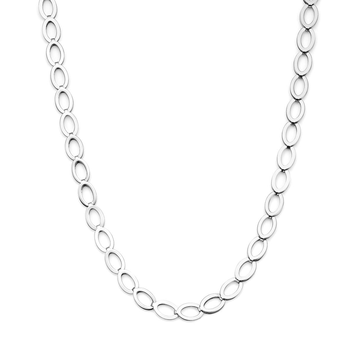 Gerhodiniertes 925 Silber Schakelcollier mit ovalen Gliedern