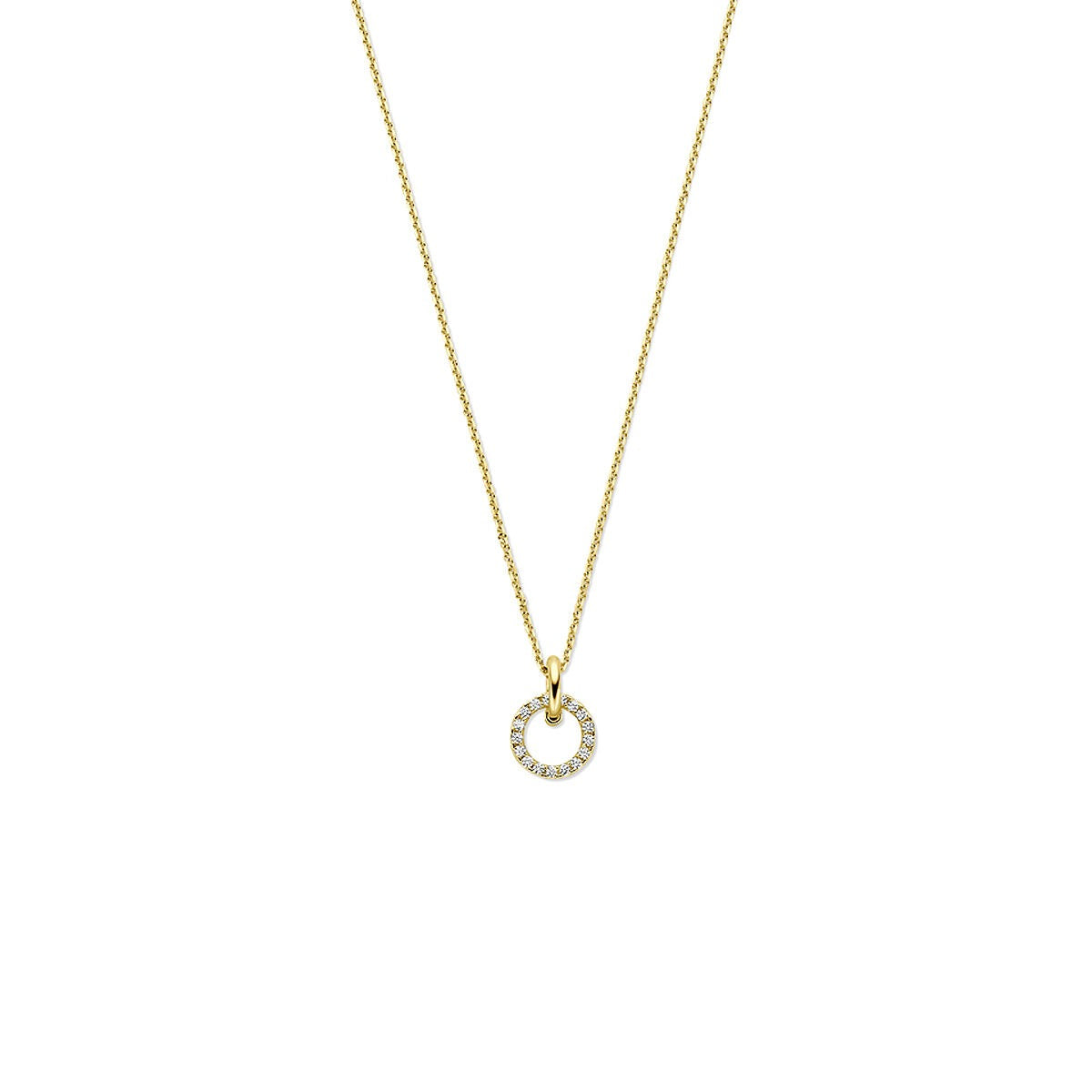 Goldenes Collier aus 14k mit Zirkonia in Pavé-Setting und feiner Kette