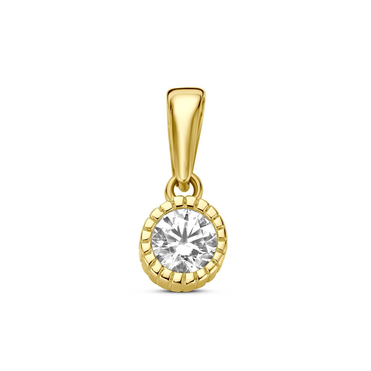 Hänger aus 9 Karat Gelbgold mit rundem Zirkonia in gefasstem Design