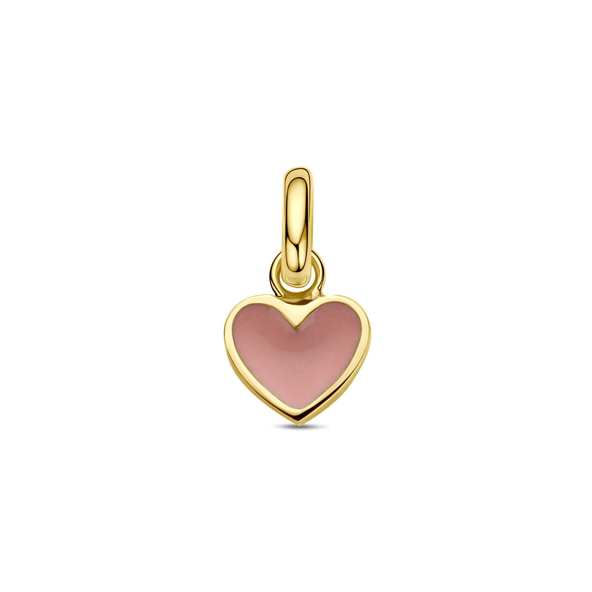 Hänger in Herzform aus 14k Gelbgold mit rosa Emaille-Finish