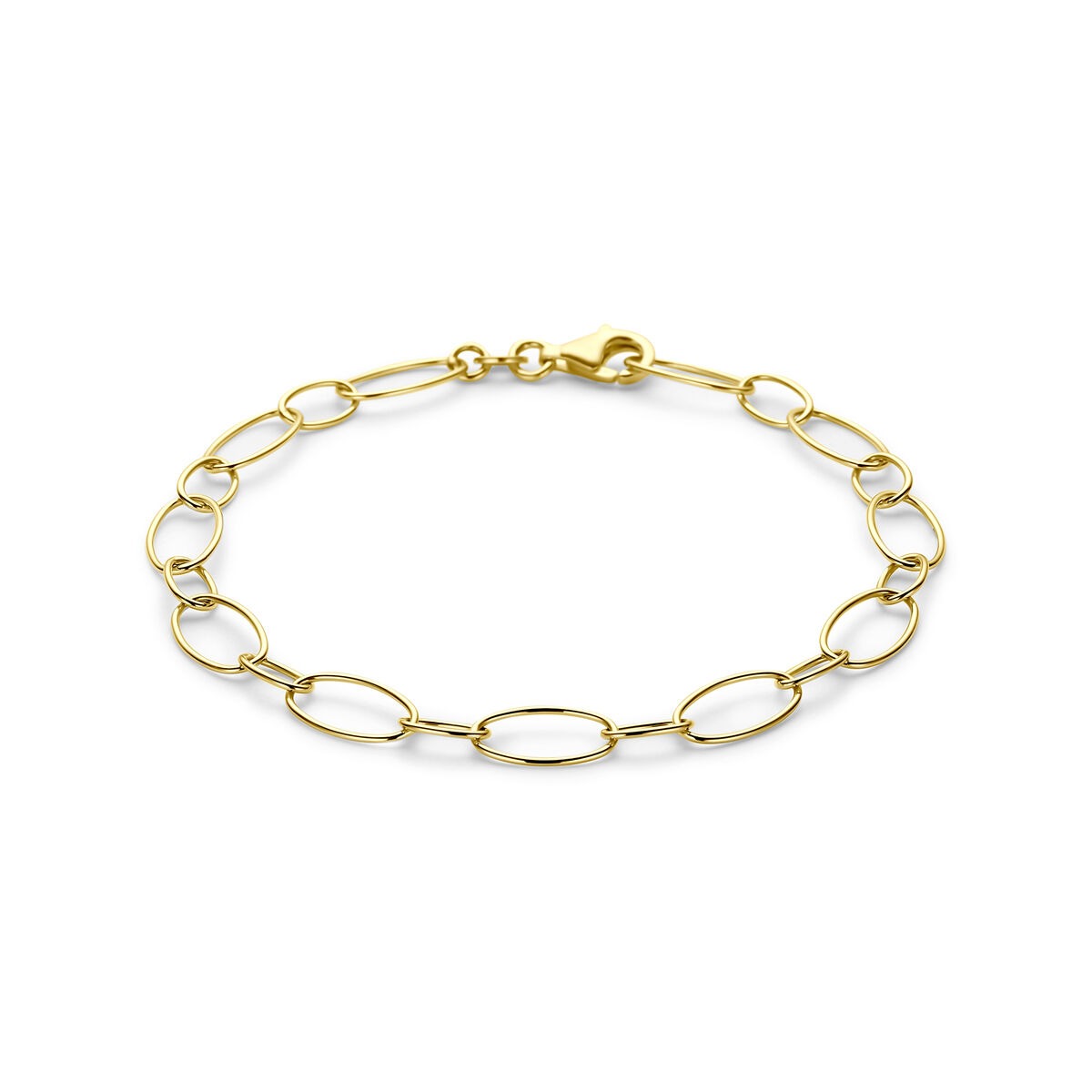 14k Gelbgoldene Ankerarmband mit ovalen Gliedern und Karabinerverschluss