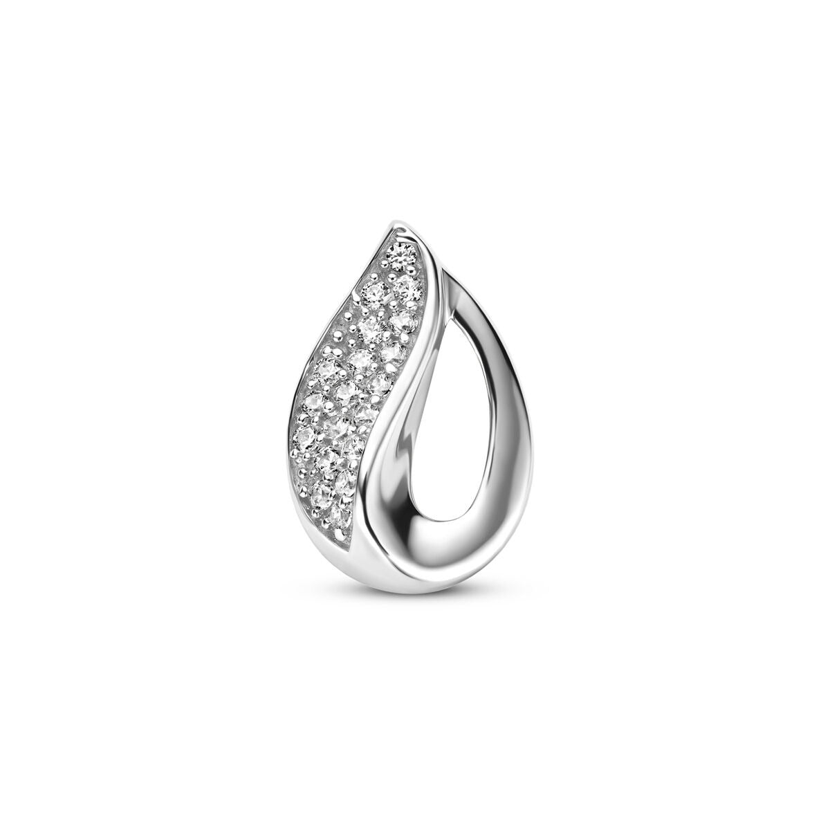 Hänger aus rhodiniertem 925 Silber in Tropfenform mit Pavé-Zirkonia