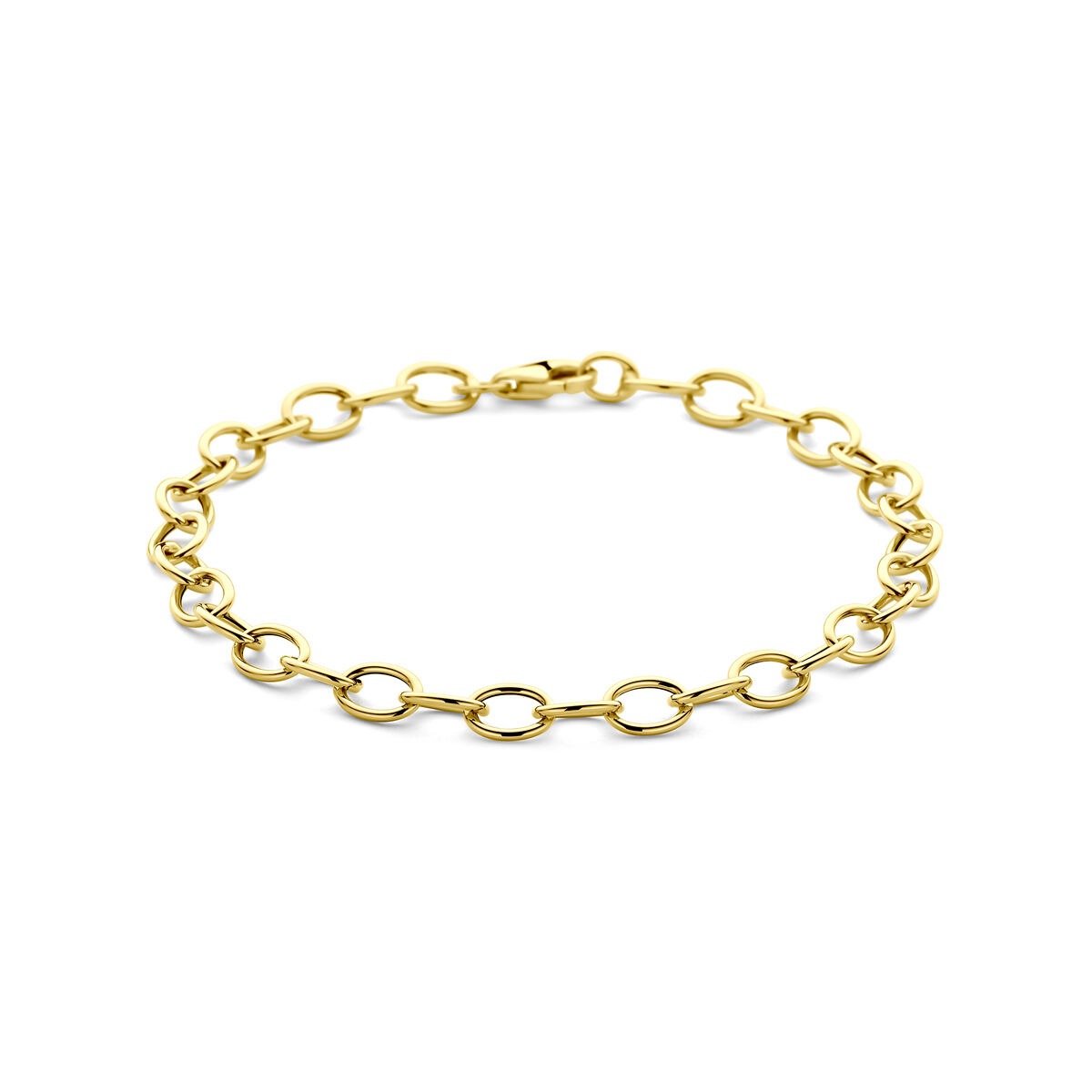 14k Gelbgoldene Anker-Schlüsselarmband für Damen mit ovalen Gliedern