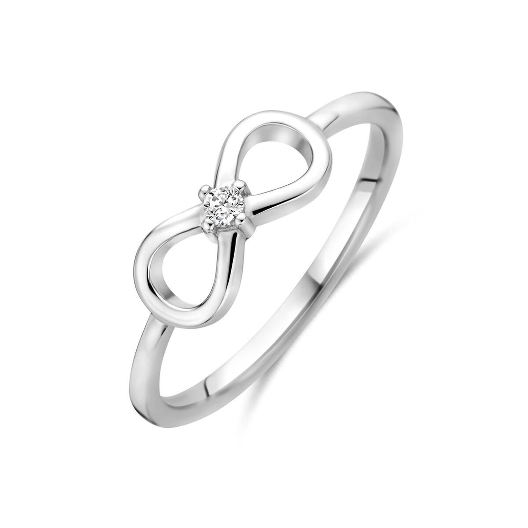 Gerhodineerd 925 zilveren ring met infinity en zirkonia