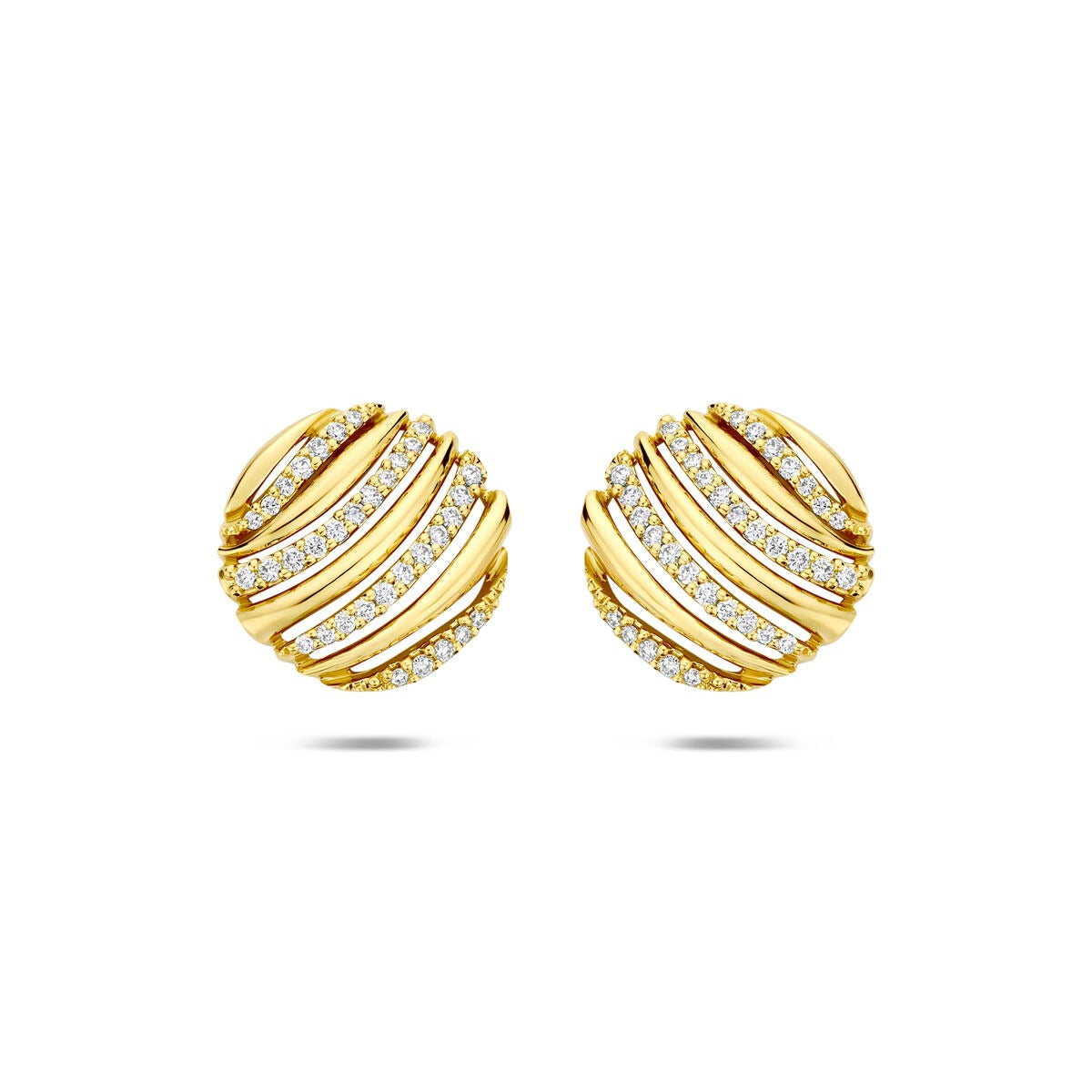14k gelbgoldene Ohrstecker mit 0,20 ct Diamanten und gewelltem Design