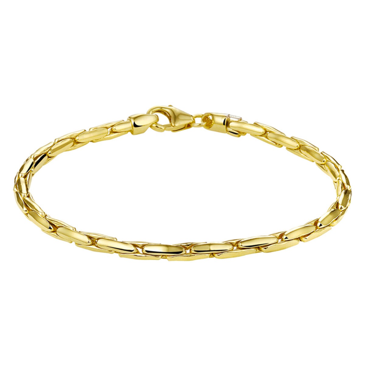 Armband aus 9 Karat Gelbgold mit silberner Kernstruktur und ovalen Gliedern