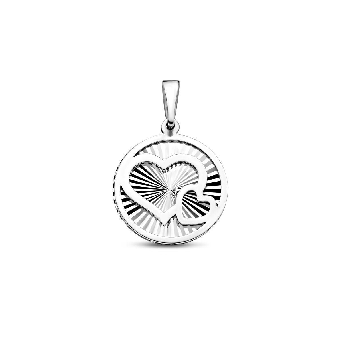 Hänger aus Silber mit herzförmigem Design und radialen Linien