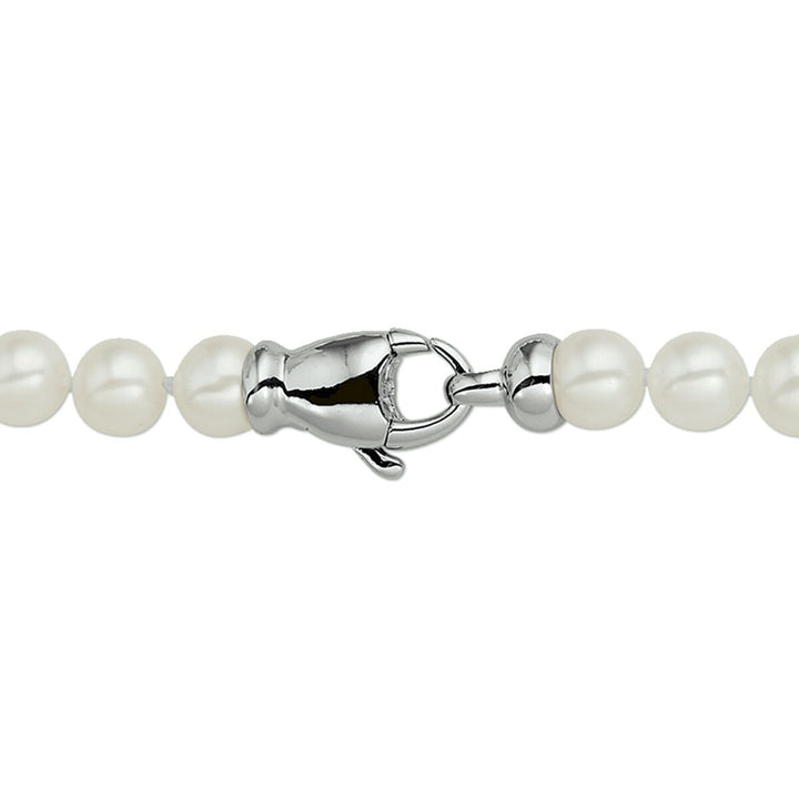 Halskette Perle 7,0 mm Silber rhodiniert