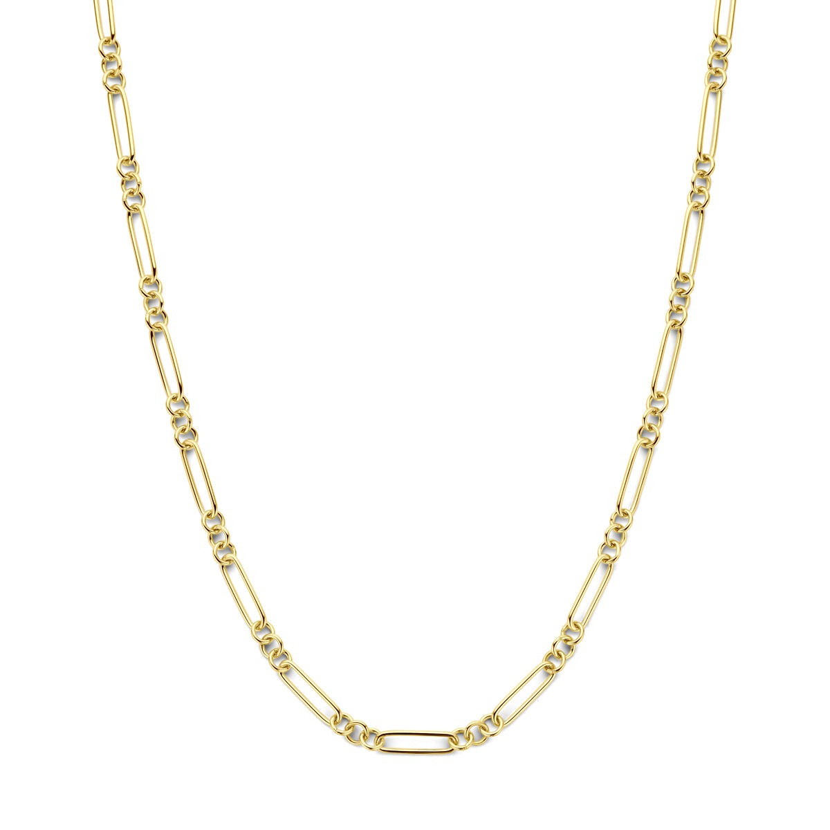 14k gelbgoldenes Ankercollier mit 925er Silberkern und funkelnden Details