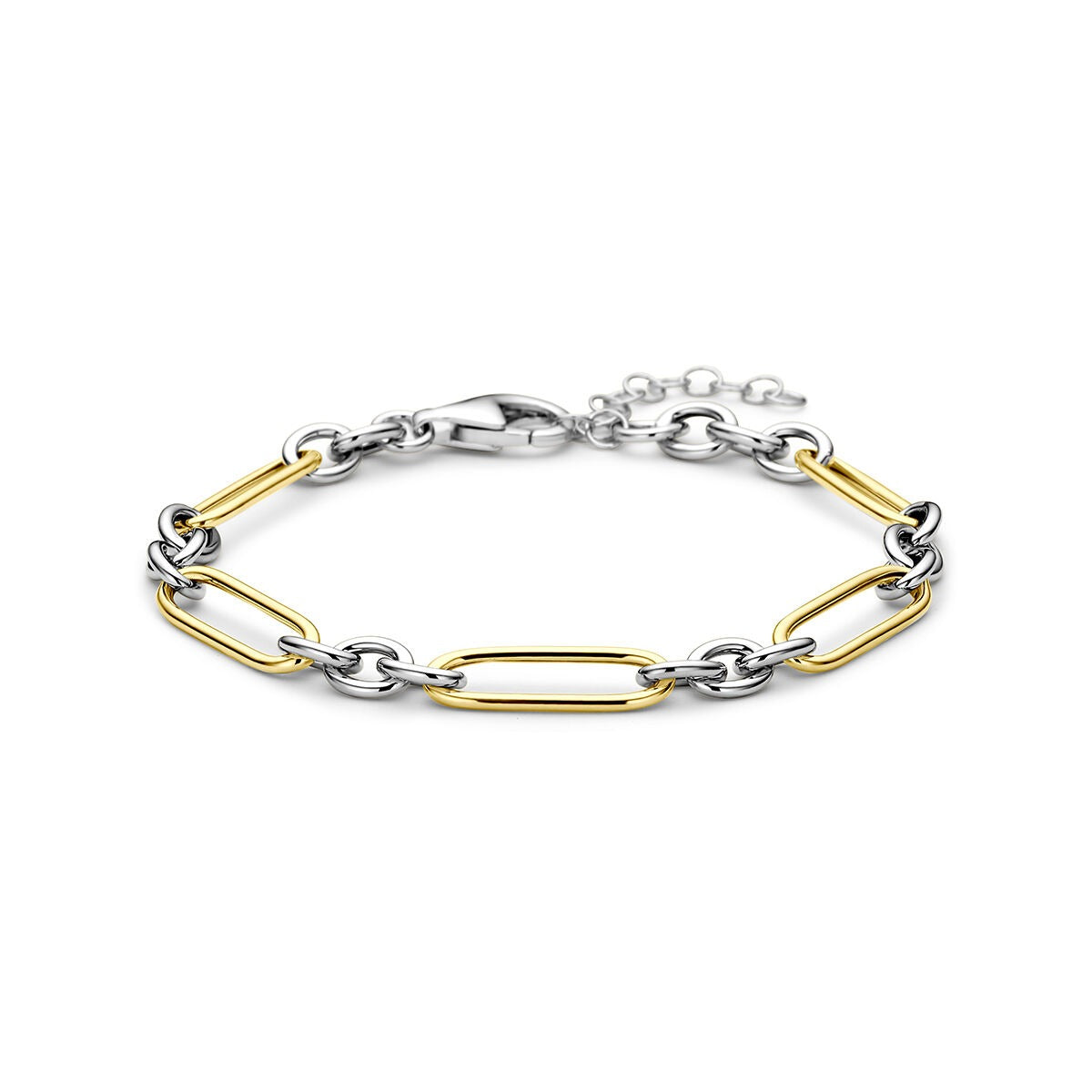 Vergoldetes und rhodiniertes 925 Silberarmband mit Anker-Design und ovalen Gliedern