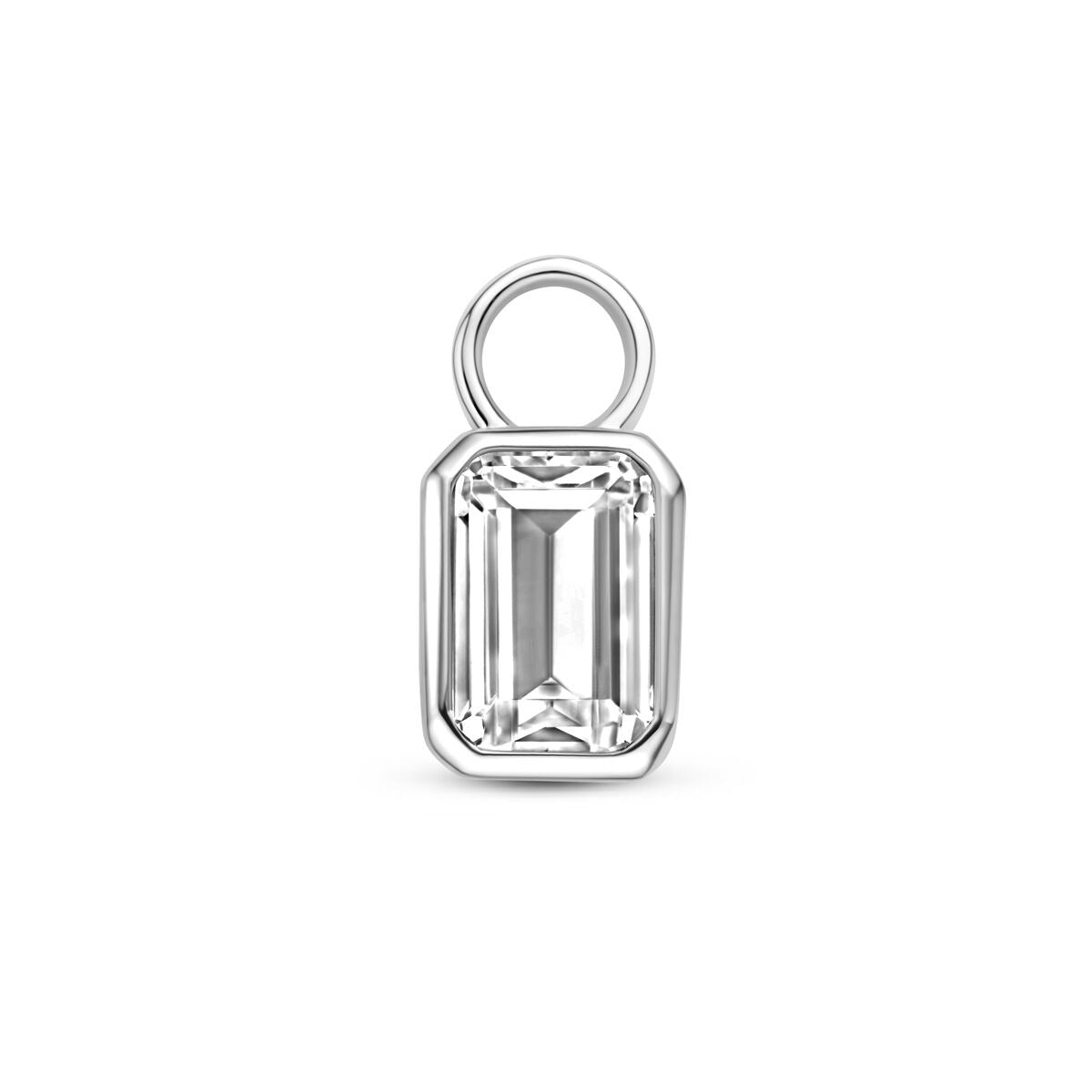 Gerhodinierter Silber-Ohrhänger mit rechteckigem Zirkonia-Edelstein