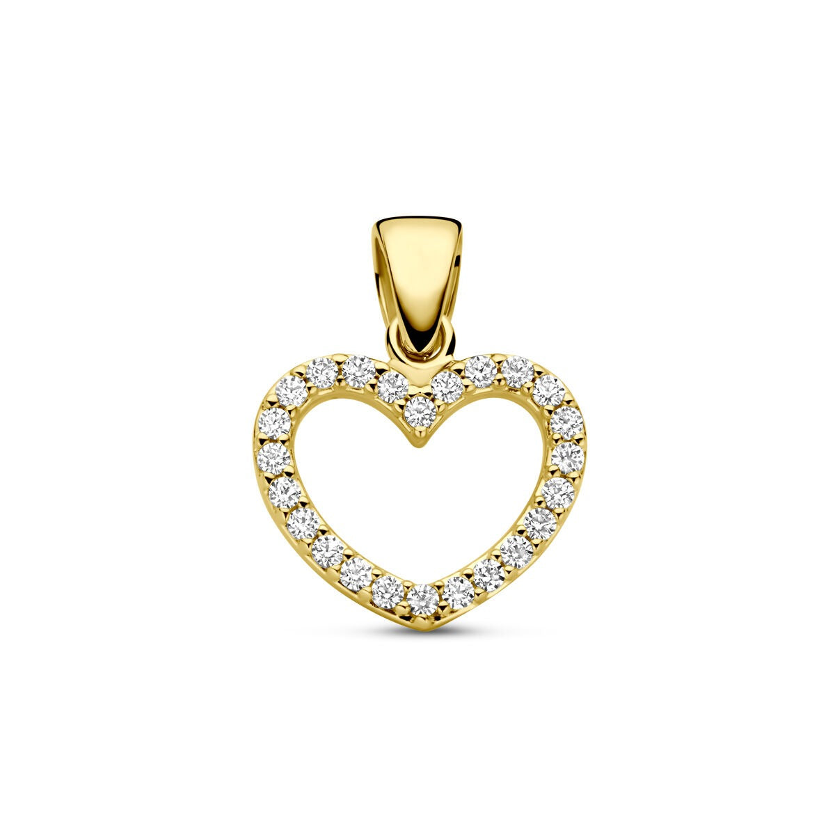 Herzanhänger aus 14k Gelbgold mit Zirkonia, herzförmig und funkelnd