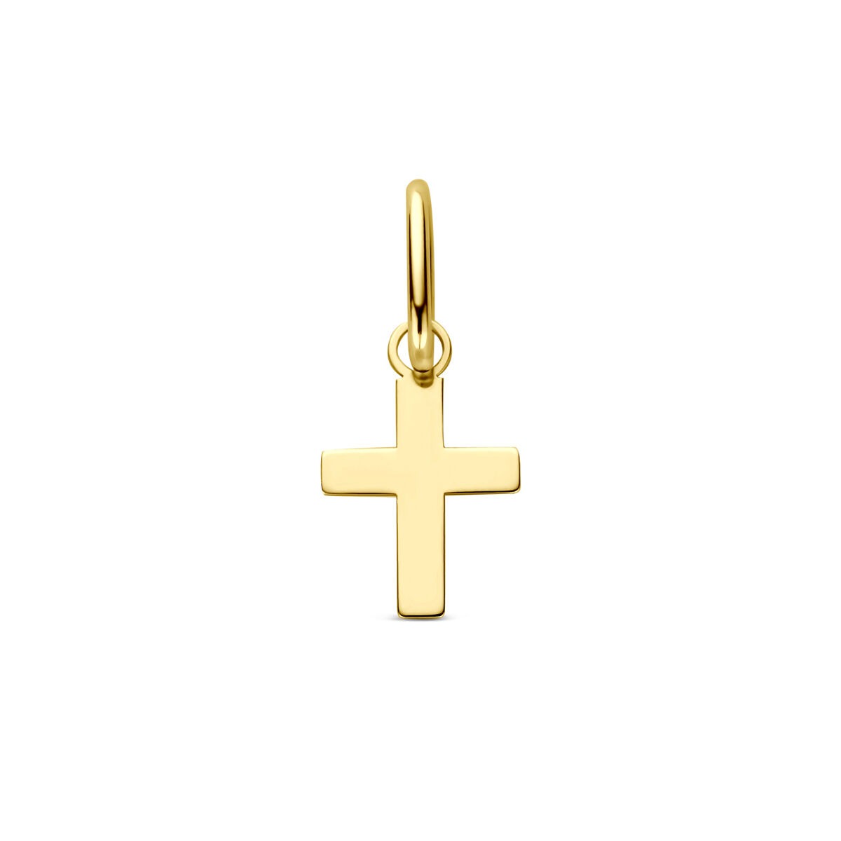 Kreuzanhänger aus 14k Gelbgold mit glatter, polierter Oberfläche