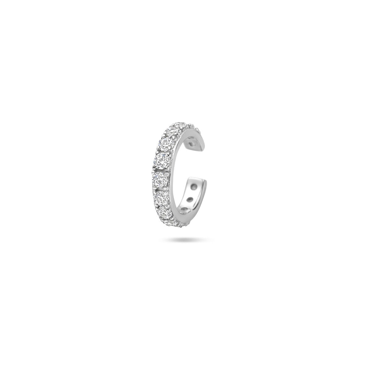 Silberner Ear Cuff aus rhodiniertem 925 Silber mit Zirkonia, 12,5 x 2,5 mm