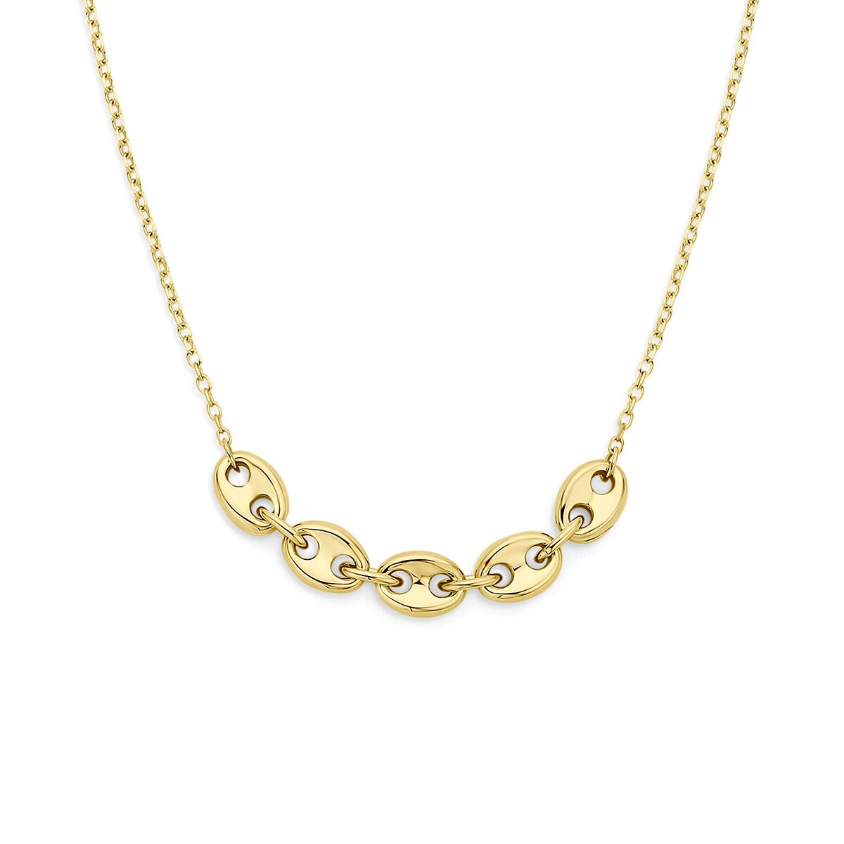 Kette aus 14k Gelbgold mit kaffeebohnenförmigen Gliedern