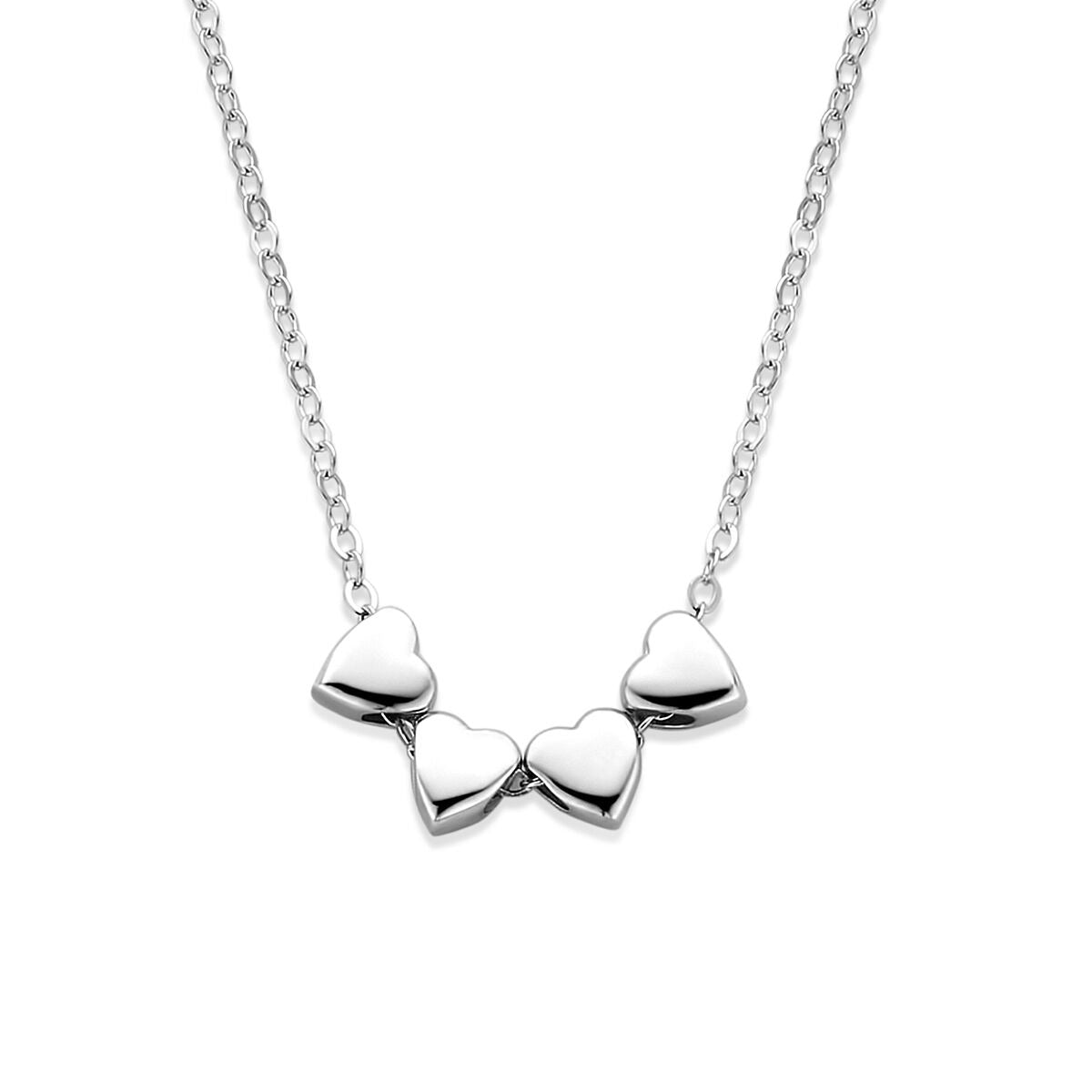 Collier aus rhodiniertem 925 Silber mit vier herzförmigen Anhängern