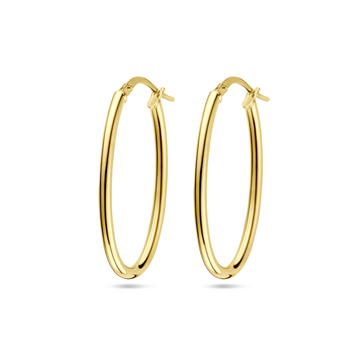 14k goldene Ohrhänger mit silbernem Kern, ovaler Form, Durchmesser 34x2mm