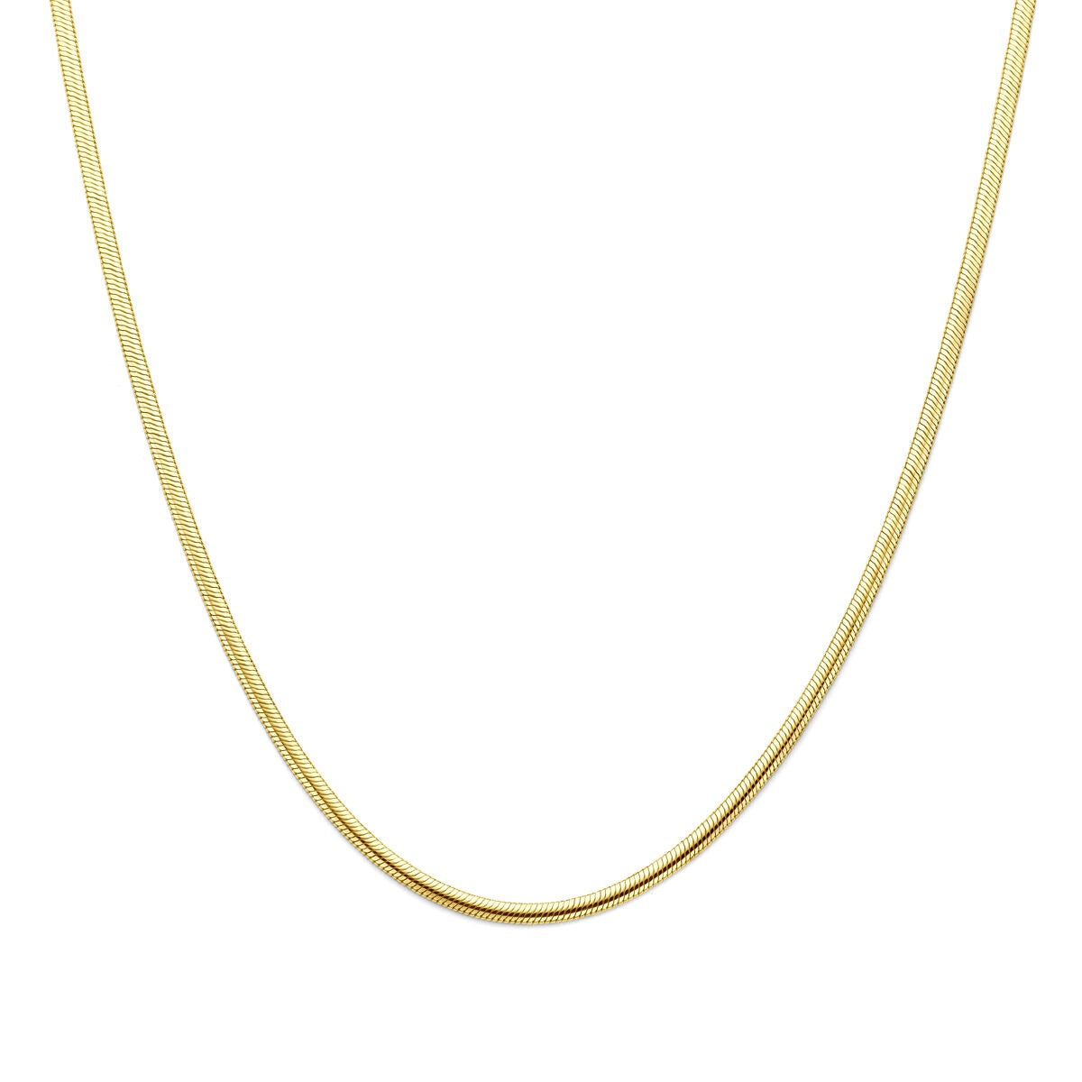 Schlangenkette aus 9k Gelbgold mit silberner Kern, glänzende Oberfläche und geschmeidige Form