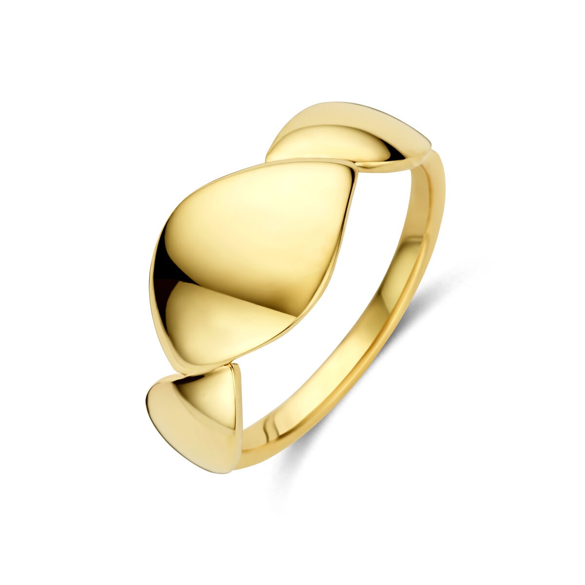 Damenring aus 14k Gelbgold mit breitem, geschwungenem Design