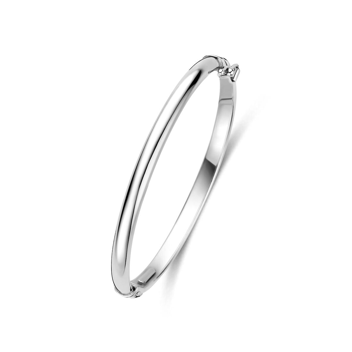 Bangle aus rhodiniertem 925 Silber mit glatter, glänzender Oberfläche