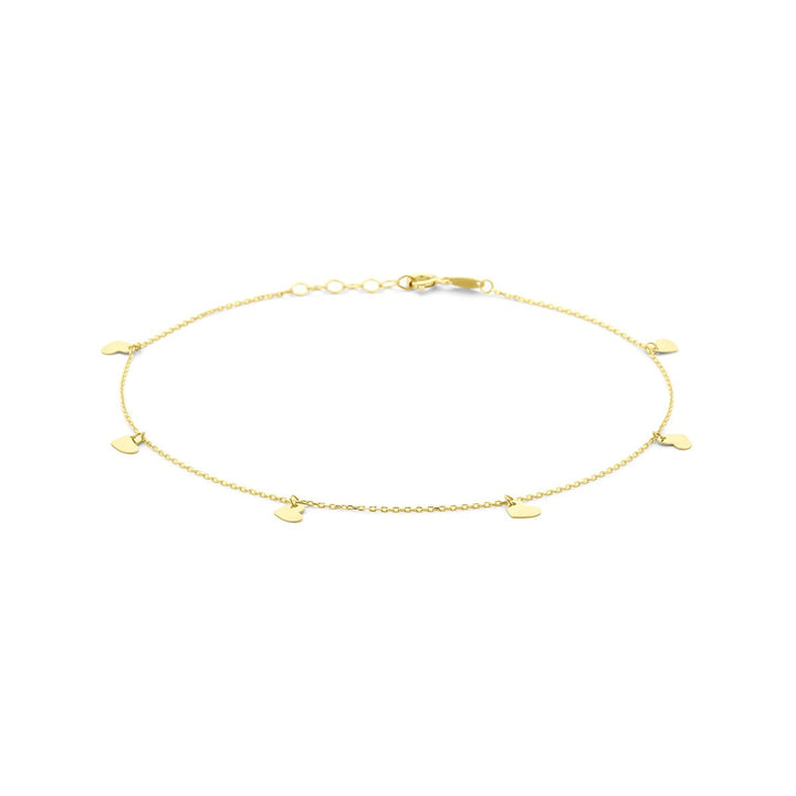 9k Geelgouden enkelbandje met hartjes