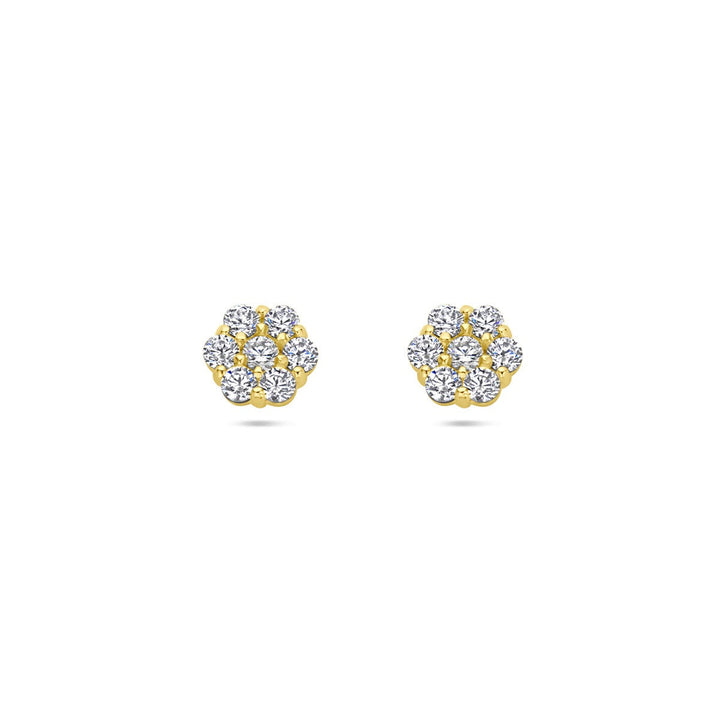 Ohrstecker Blume Zirkonia 14K Gelbgold