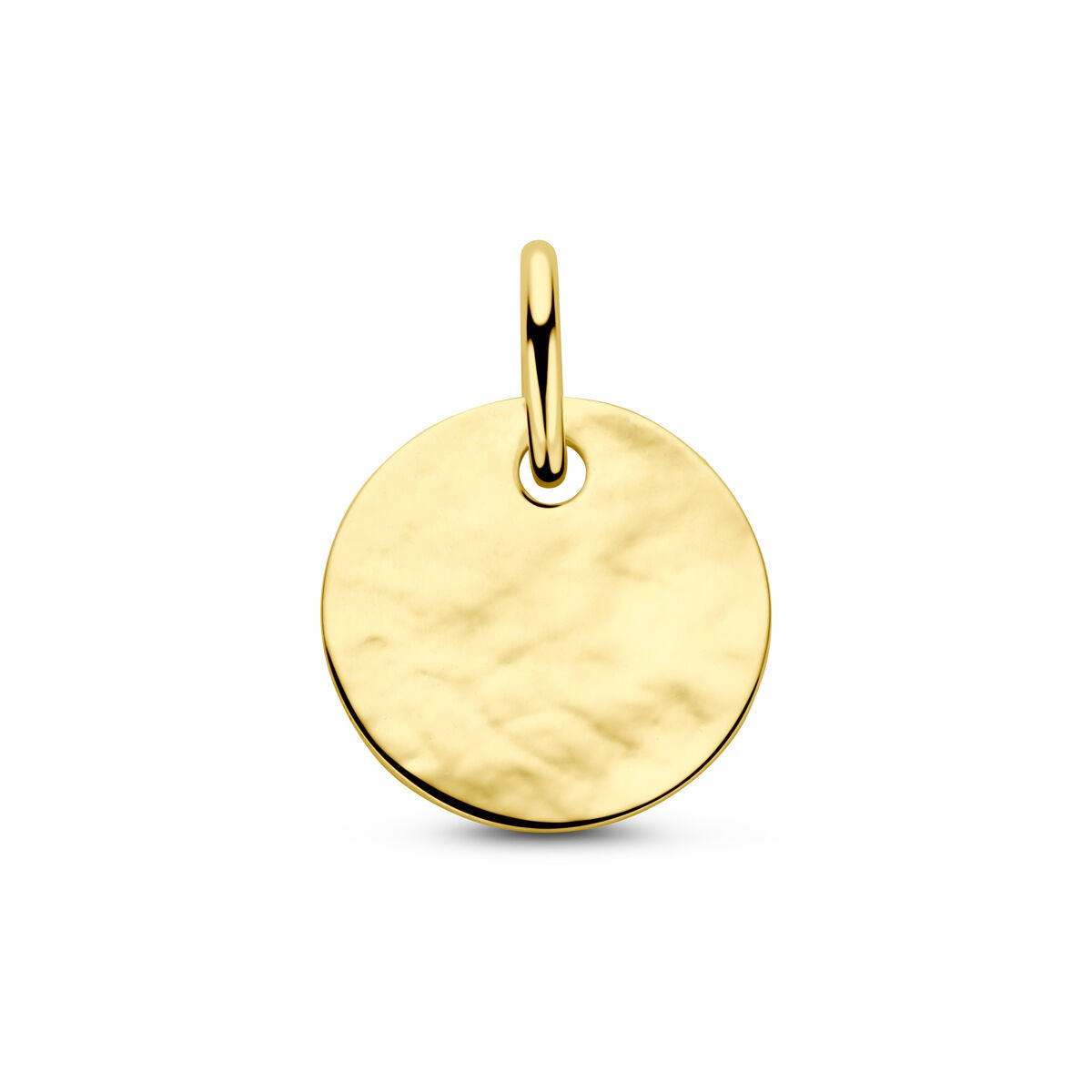 Runde gravierbare Anhänger aus 14k Gelbgold mit matter Oberfläche