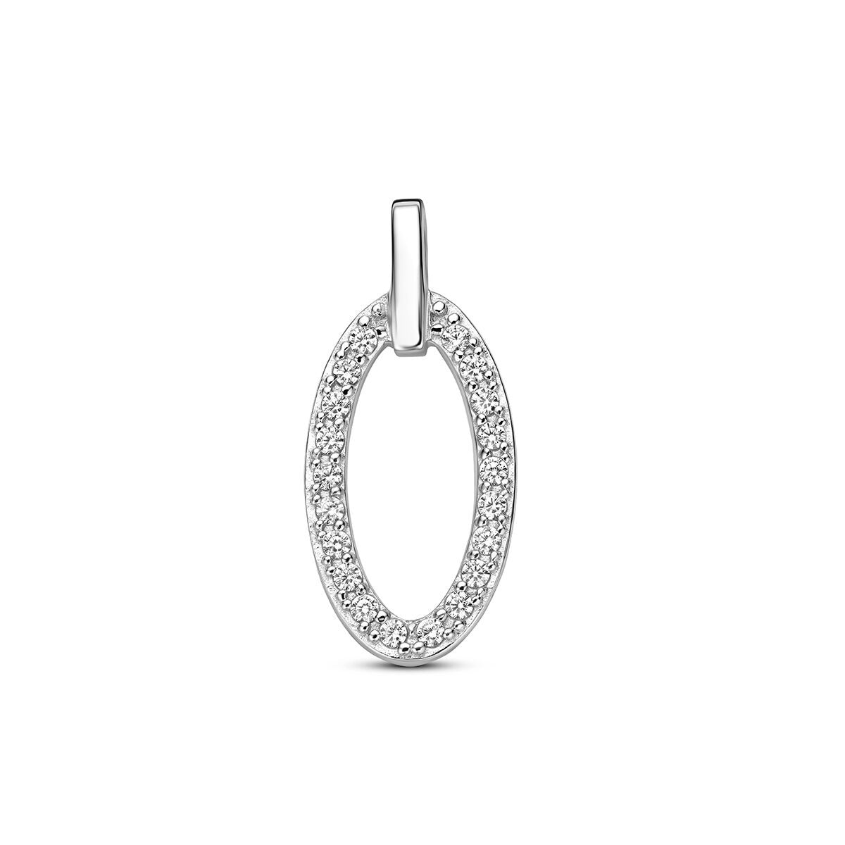 Hänger aus rhodiniertem 925 Silber mit Zirkonia, ovaler Form und funkelndem Design