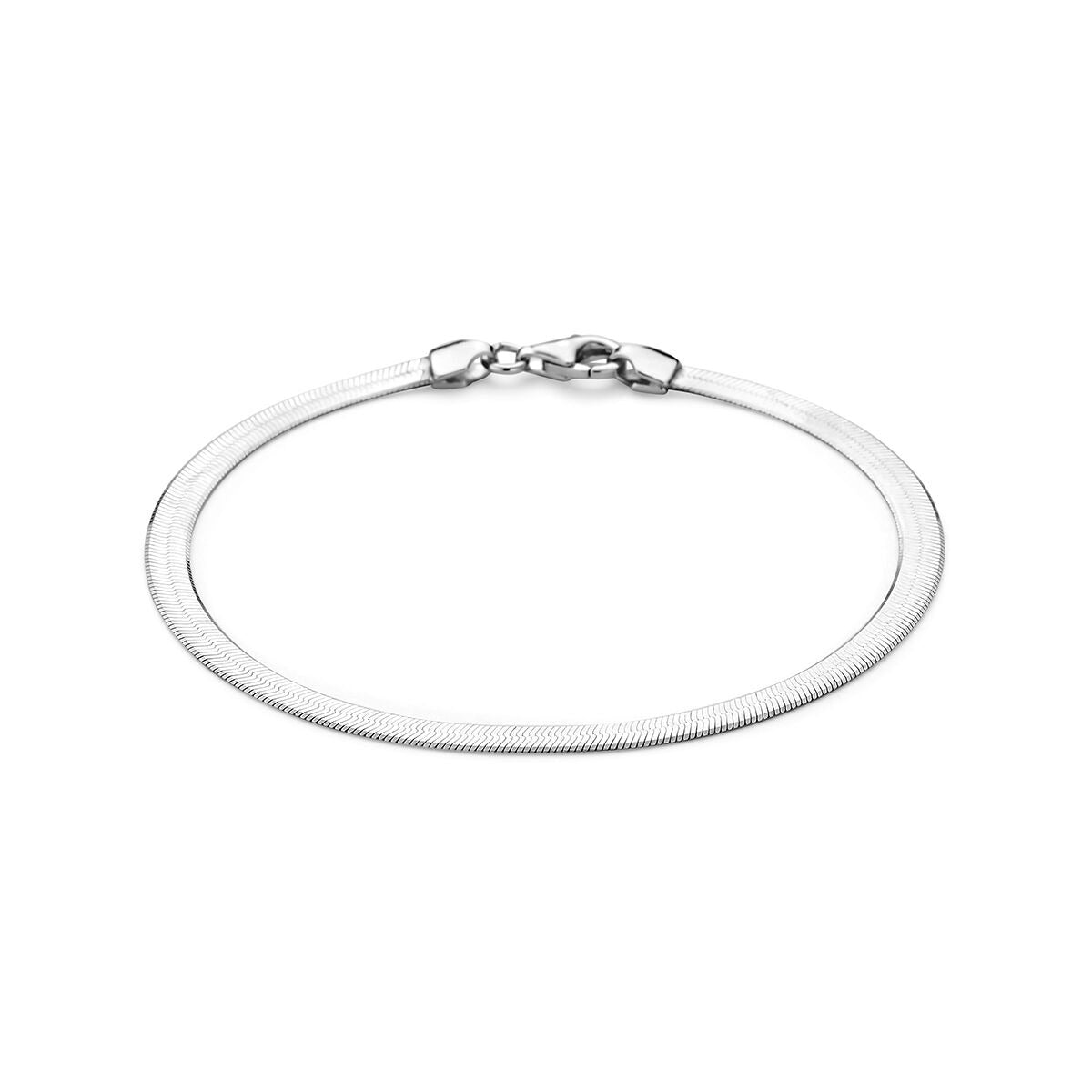 Damenarmband aus rhodiniertem 925 Silber mit flacher Schlangenkette