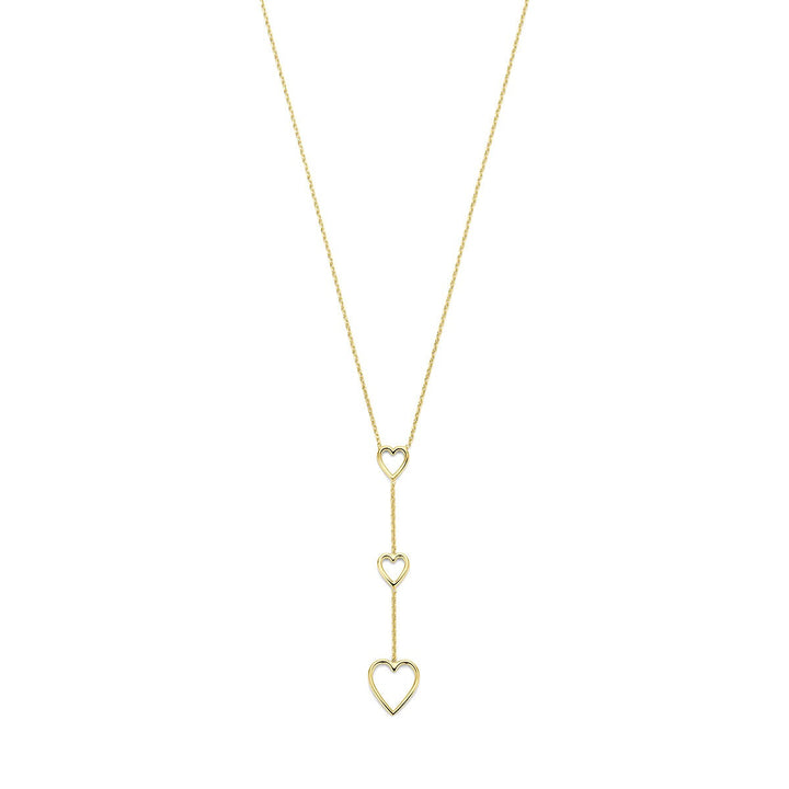 Geelverguld 925 zilveren Y-collier met hartjes