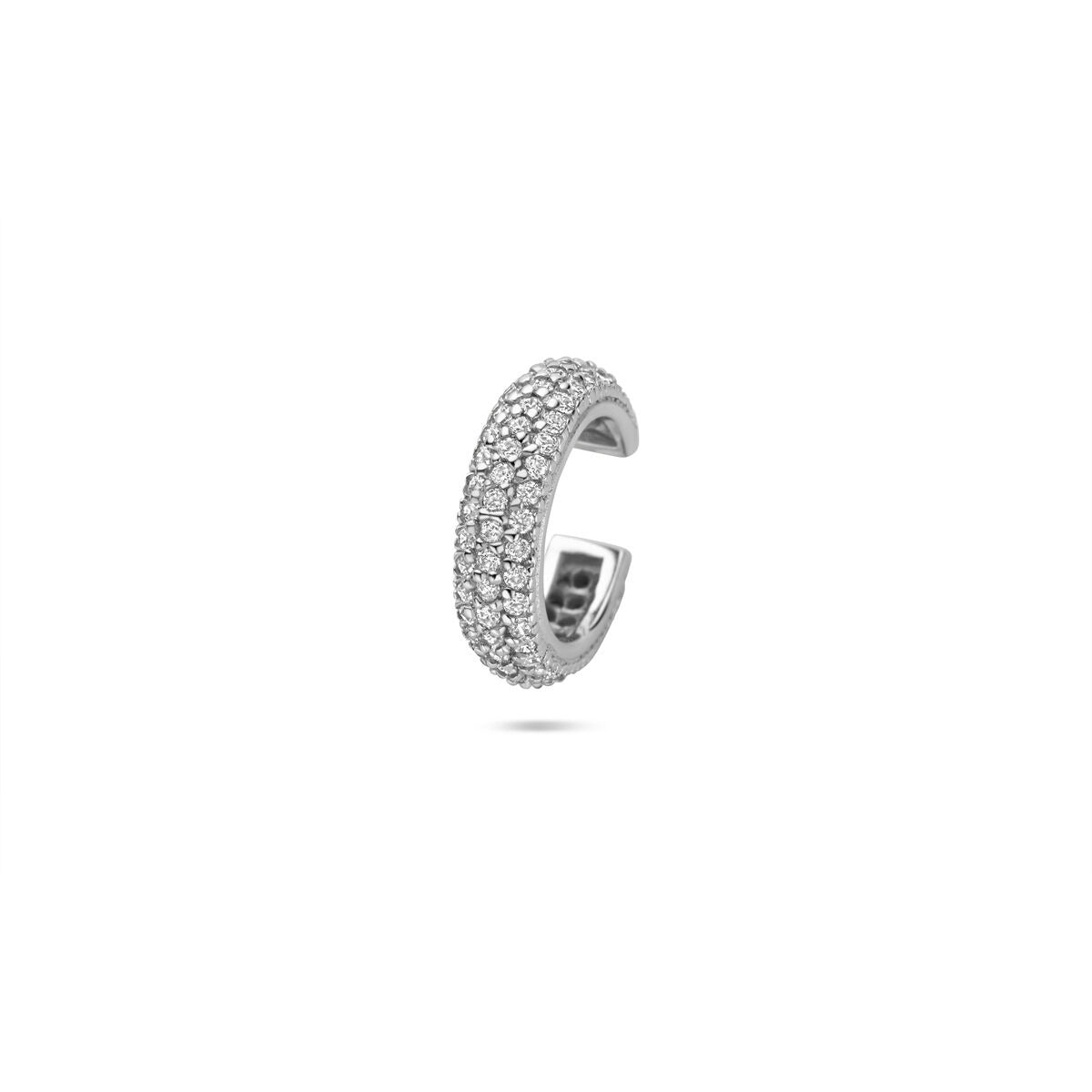 Silberner Ear Cuff mit Zirkonia, 925 rhodiniert, mit funkelnden Steinen