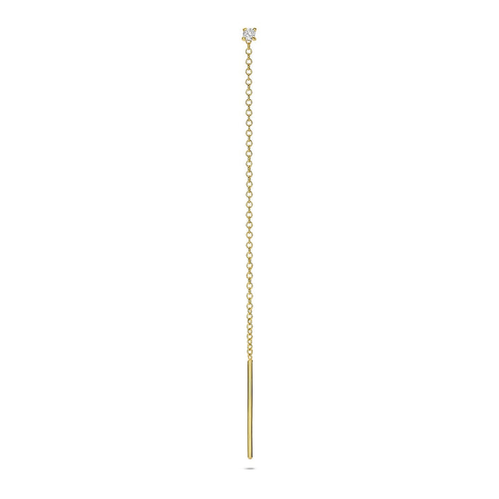 14k Geelgouden doortrekoorbel met diamant