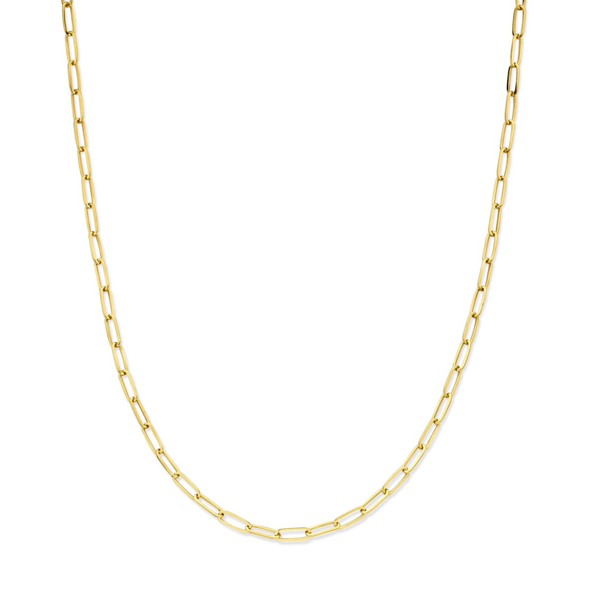 14k gelbes Goldcollier mit silberner Mitte, 45 cm lang, mit ovalen Gliedern