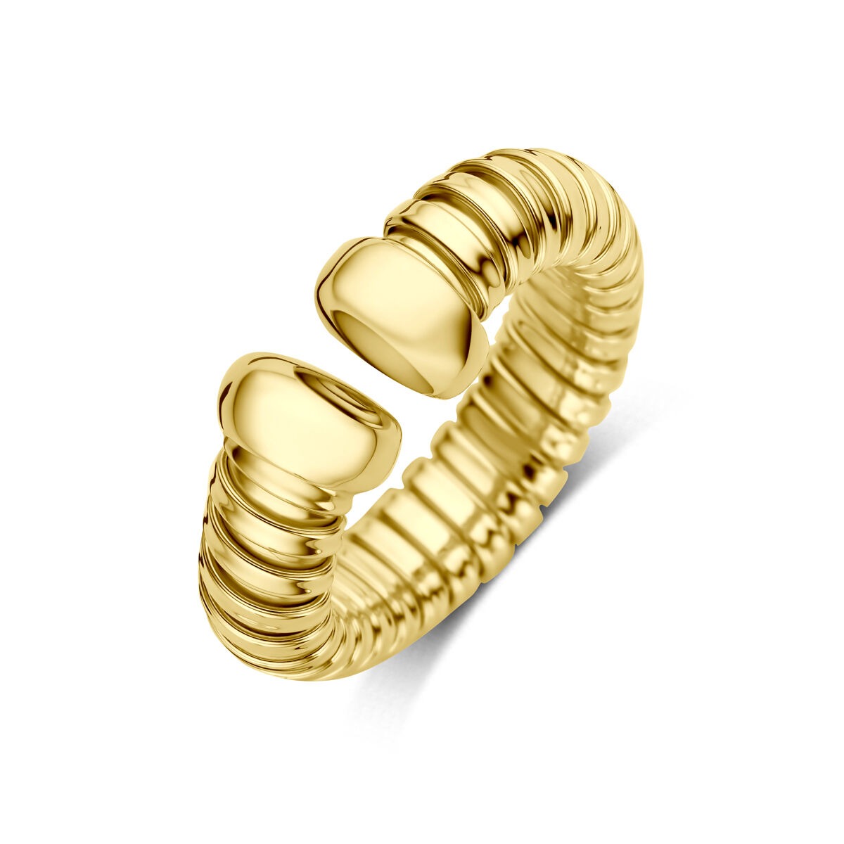 Ring aus 14k Gelbgold mit gewelltem Design und offenen Enden