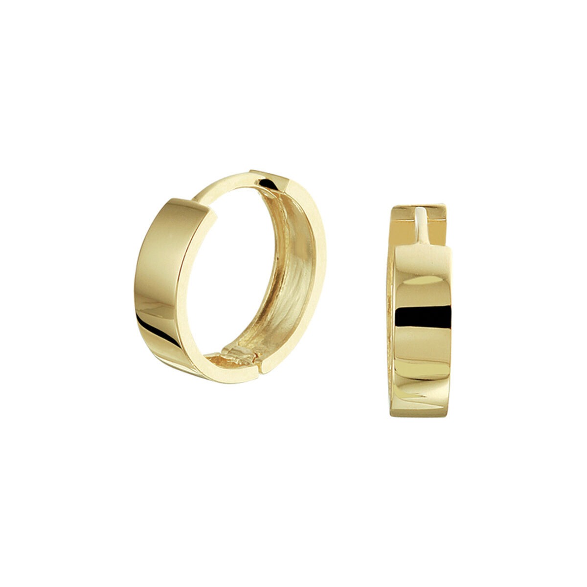 9k gelbgoldene Klappohrringe mit glatter, glänzender Oberfläche und zeitlosem Design