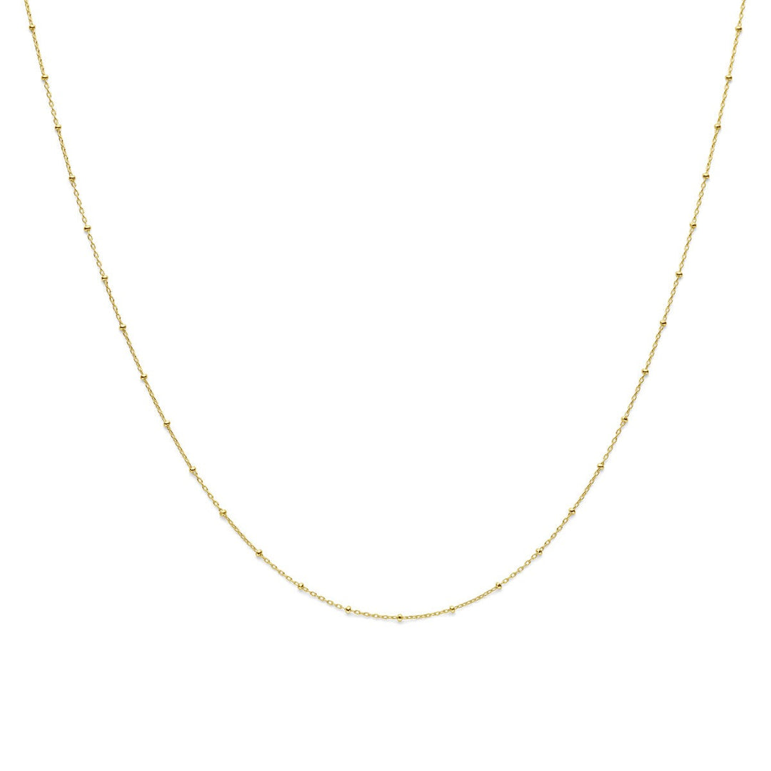 Geelgouden ketting met bolletjes anker schakels