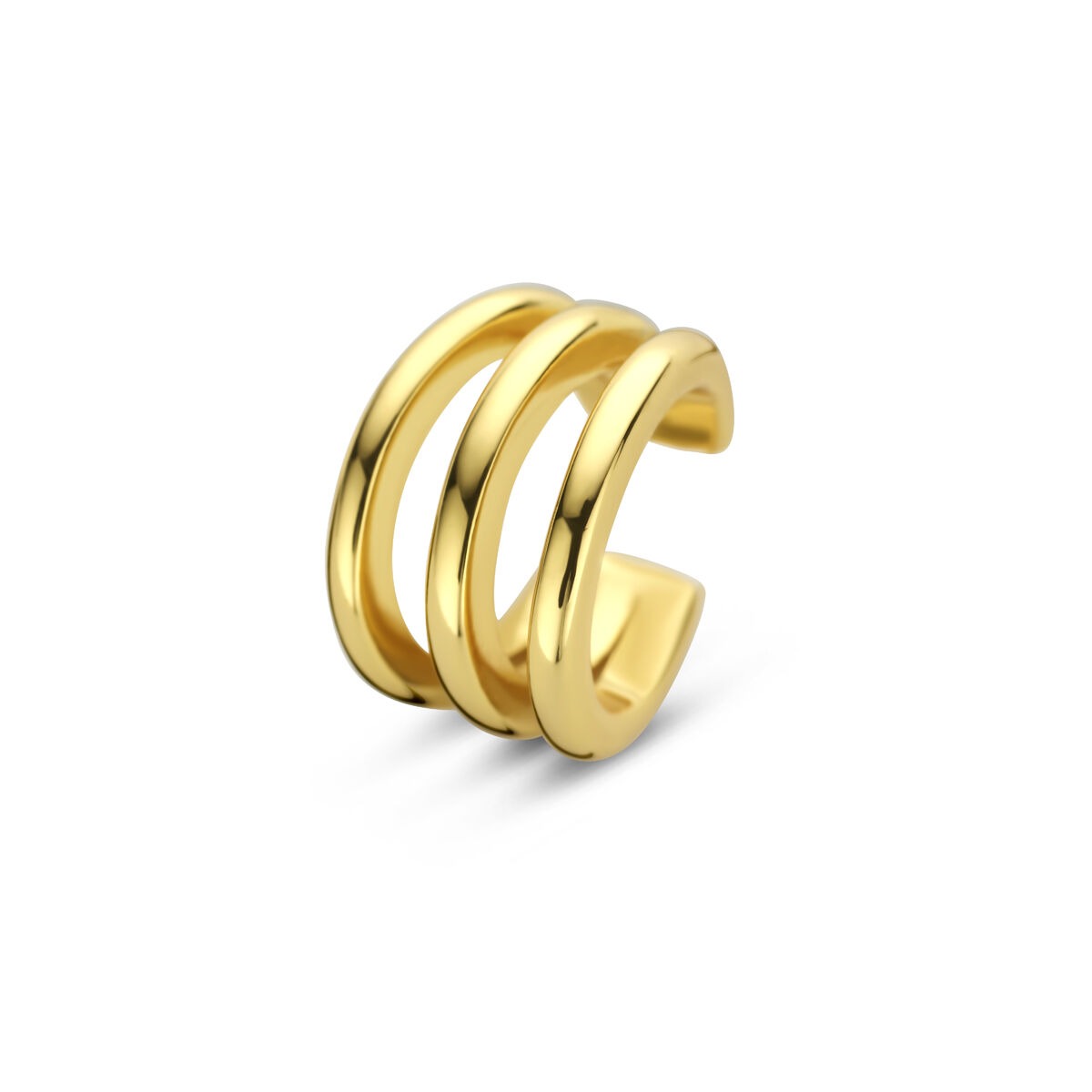 Vergoldeter Silber Ear Cuff in Gelbgoldfarbe mit drei geschwungenen Ringen
