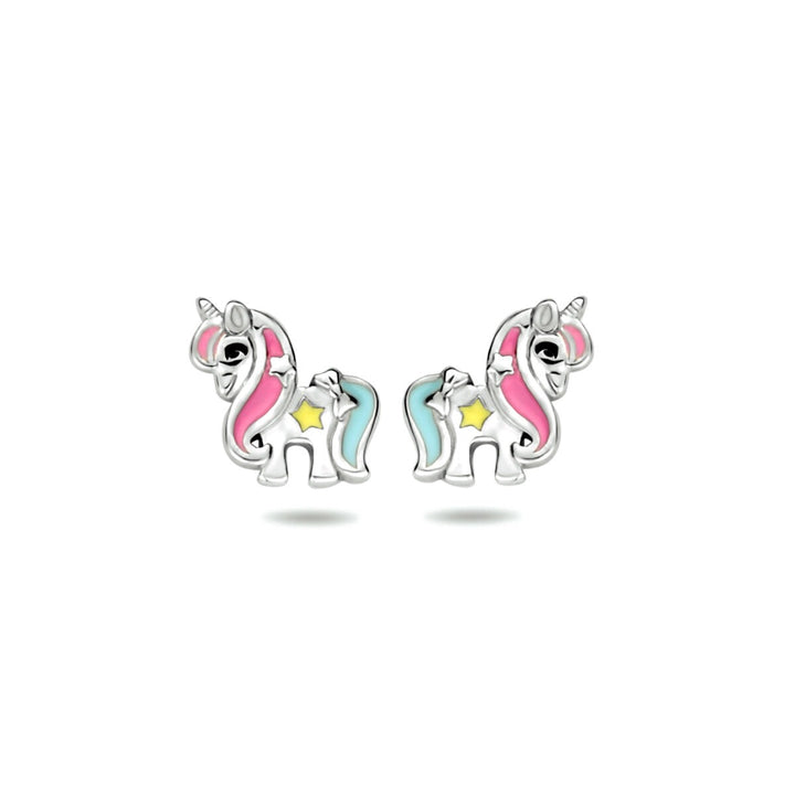 Ohrstecker aus rhodiniertem Einhorn-Silber